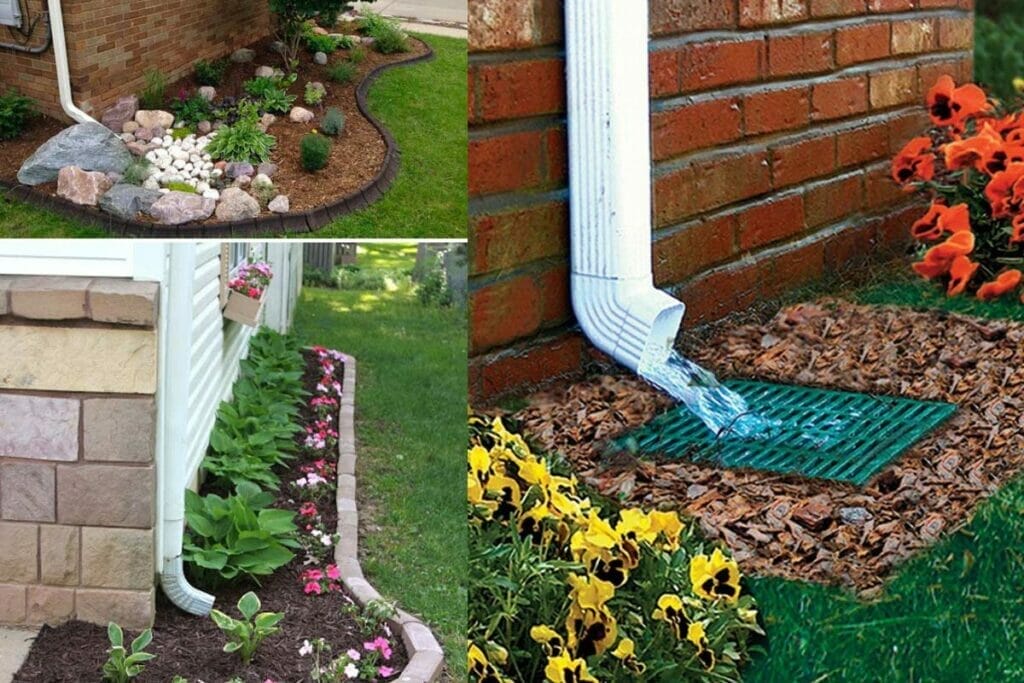 Plant Flowers Around The Downspouts